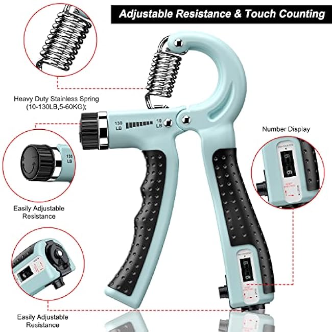 KDG Hand Grip Strengthener 2 Pack Adjustable Resistance 10-130 lbs Forearm Exerciser£¬Grip Strength Trainer for Muscle Building and Injury Recovery for Athletes