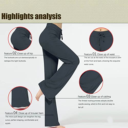 Bootcut Yoga Pants Women's Stretch Workout Relax Fit Super Soft Cargo Yoga Pants Wide Leg Long Pants with Pockets3