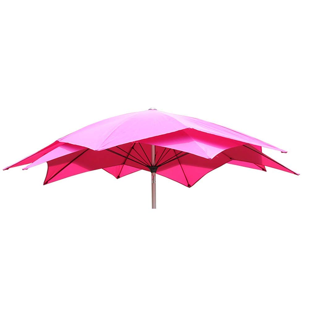 Durable Aluminum Parasol,Aluminum Pole Fiberglass Rib Market Patio Umbrella With Crank, Portable Sun Shade Umbrella, Lightweight Adjustable Instant Sun Protection - Double-layer Umbrella Cloth,6 Colo