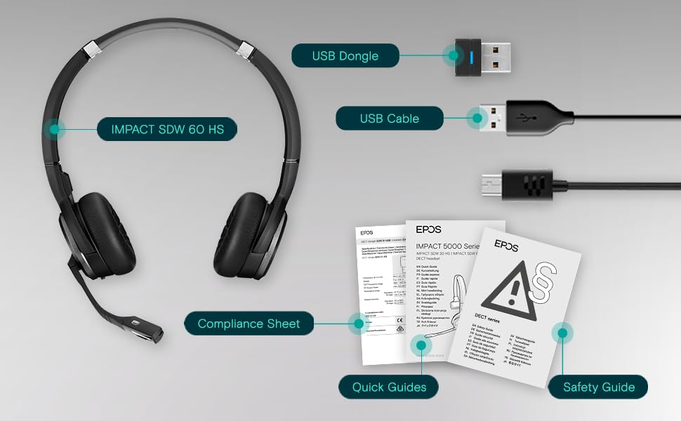 Image of EPOS Sennheiser SDW 60 HS (507060) Double-sided headset for SDW 5066, SDW 5065, SDW 5064 and SDW 5063, One Size, Black