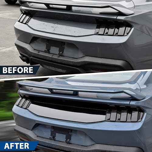 Image of Rear Decklid Trim Panel for Ford Mustang 2024 2025, Trunk Center Boot Cover Panel Trim Decorating Board Trunk Center Lid Cover for Ford Mustang 2024 2025 Accessories (Glossy Black)