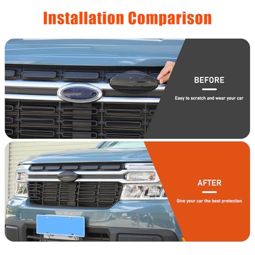 Image of Car Front Rear Tailgate Logo Frame Cover Trim Emblem USA Flag Sticker for Ford Maverick 2022-2024 Logo Emblem Decoration Cover (Front and Back)