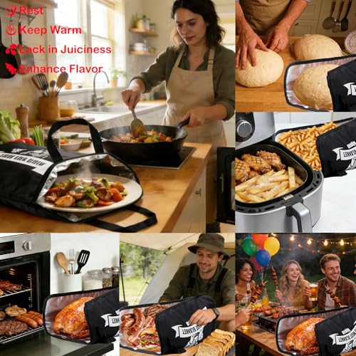 Valentines Day Gifts Upgraded BBQ Blanket for Resting Meat - Air Fryer Kitchen Camping Baking Party Essential -Smoker Accessories Brisket Blanket - Insulated Meat Resting Bag with Wide Mouth for Steak/ Pork Shoulder/ Turkey - Birthday Anniversary BBQ Accessories Grilling Gifts for Men Dad Husband(21inch) - Image 4