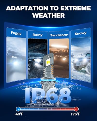 Image of Marsauto 9004 Bulb, 48000LM Brightness Output 6000K Cool White,9004 HB1 Fog Bulbs IP68 Waterproof 60000Hrs Lifespan, 3Mins Installation, 2 Pack