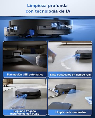 Miniatura 8 de Ecovacs Deebot X9 Pro Omni Robot Aspirador Y Friegasuelos, 16 600 Pa, Ultrafino, Fregado Con Mopa Y Autolavado Inst, Ozmo Roller, Zerotange 3.0, Truedge 2.0, Secado Aire Cal, Negro