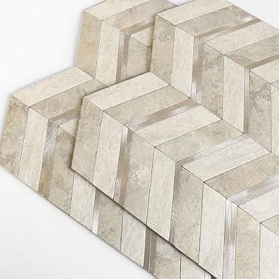 M MOFIT Stone Look Herringbone Peel and Stick Backsplash for Kitchen,Chevron Stick on Backsplash Mosaic Wall Tiles(Beige,10PCS)
