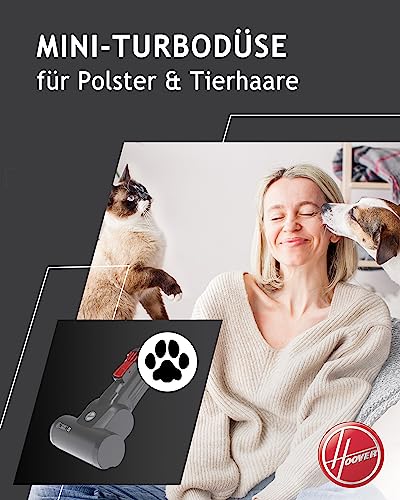 Hoover H-FREE 100 PETS Akku-Staubsauger ohne Beutel + Tierdüse – bis zu 40 Min. Laufzeit, kabelloser mit LED, XL Staubbehälter & Parkfunktion – Handstaubsauger mit Fugendüse & Staubbürste – Bild 4