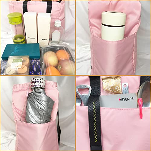 Yiq Ric Insulated Lunch Bag For Men And Women, Large Cooler Lunch Bag Water Proof, Reusable Tote With Side Pockets For Work Camping (Small Pink) #TOP2