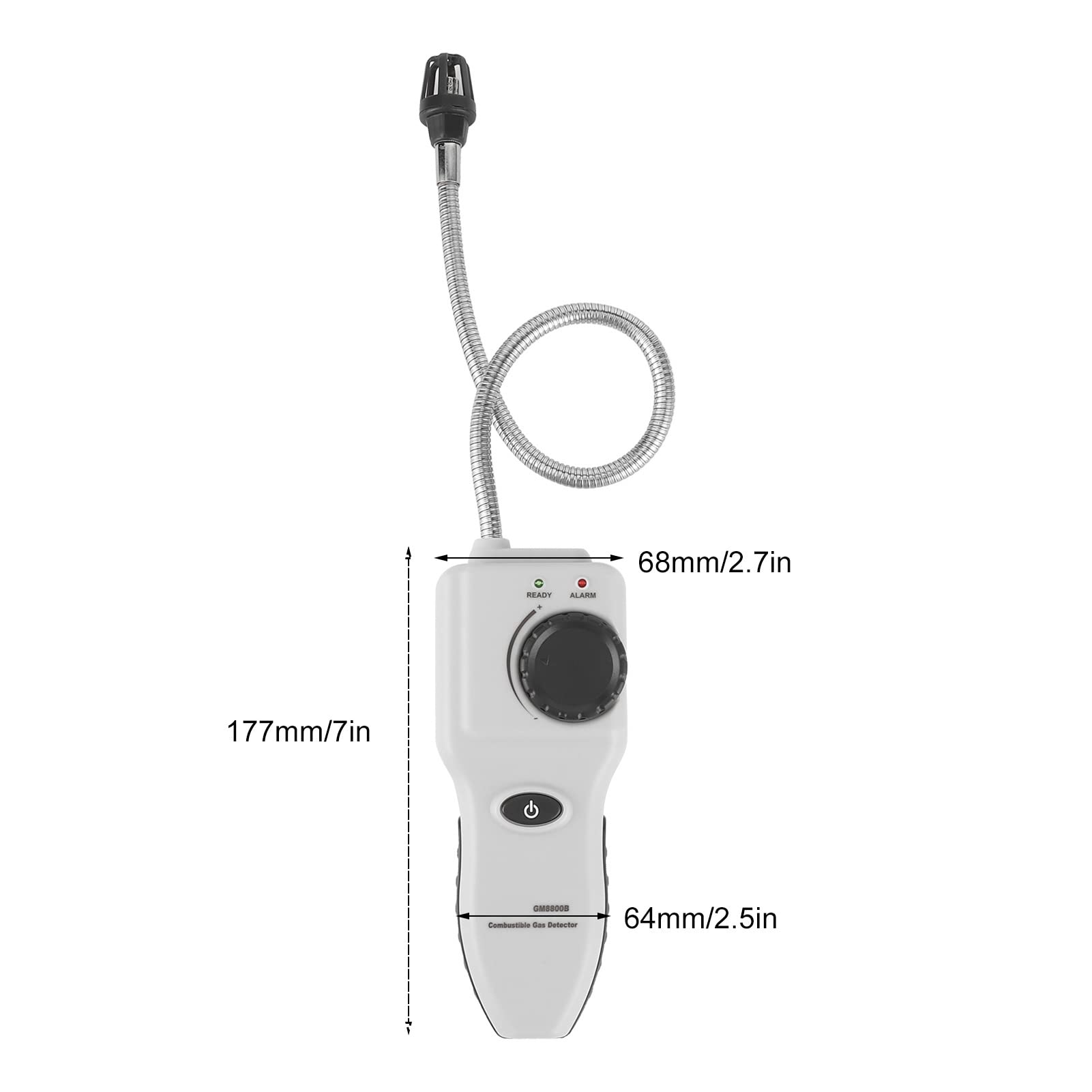 lyrlody Detector de Gas Portátil, Detector de Metano ABS con Sonda de 35 Cm, Sensibilidad de 50 Ppm, Respuesta de 2 S, Alarma Ajustable para Cocina, Baño, RV, Parrilla, Casa, Verificación de Tuberías