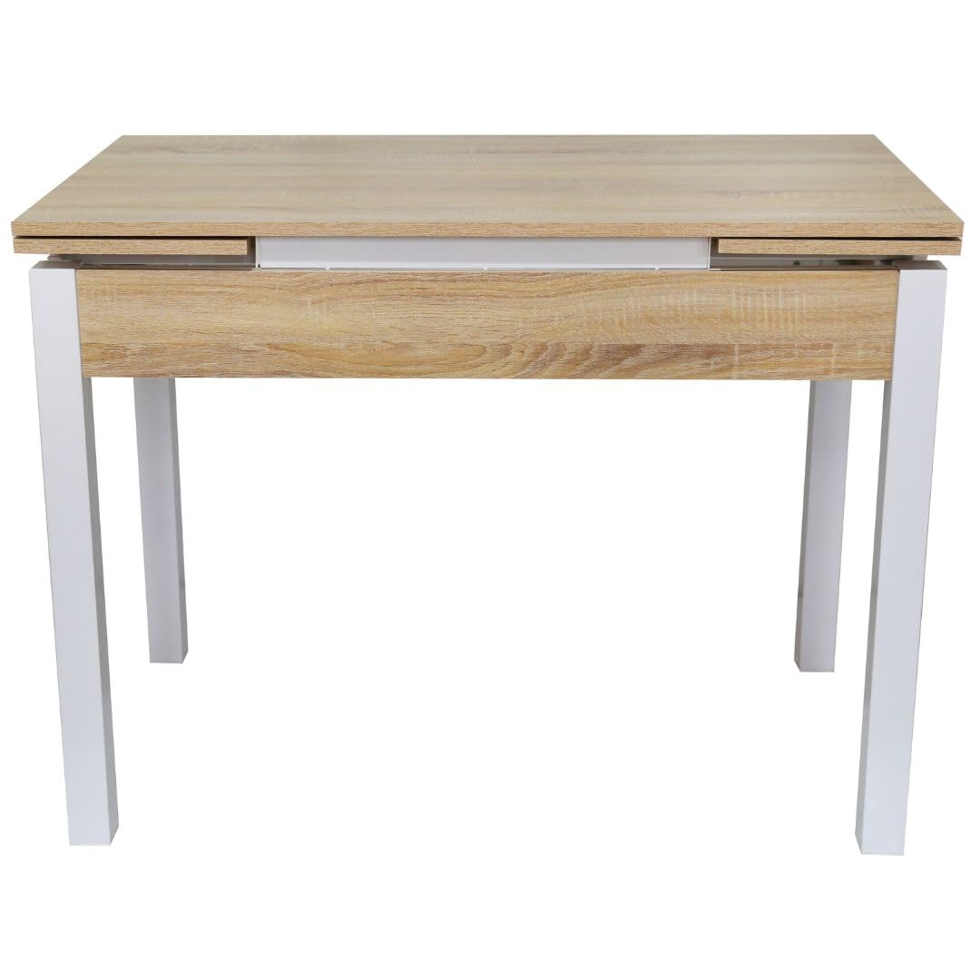 Mesa Cocina Extensible - Medidas 100/150X60x75 cm. - Mesa de Cocina con cajón - Disponible en Color Blanco y Roble. (Madera)