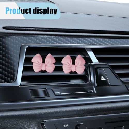 Image of 6PCS Bow Car Air Freshener Clips, Cute Air Conditioning Vent Clip, Aesthetic Car Interior Decoration Accessories, Automotive Dashboard Air Vent Trim Clip for Women Girl (Pink)