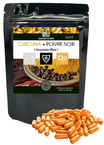 NAKURU Curcuma + Poivre Noir, 90 Gélules, Fabriqué en France
