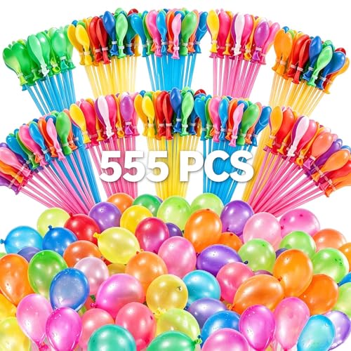 Betensh Bombe a Eau, 555 pcs Bombe à Eau, Colourful Ballon Bombe a Eau, 60 Seconds Quick Fill, Ballon d'Eau avec Buse d'Arrosage, Bombes d Eau pour Enfants,...