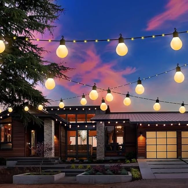 Solar String Lights Outdoor with Remote Waterproof 33 Feet 100 LED Solar Patio Lights USB Rechargeable 8 Light Modes Solar Powered String Lights for Outside Garden Backyard Christmas Party Decor