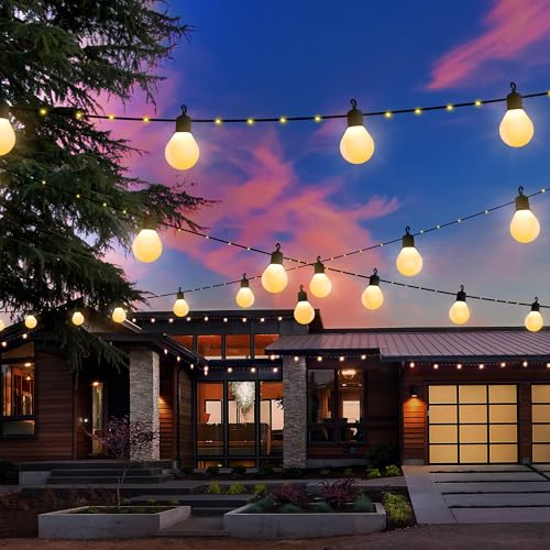 Tacobey Solar Lichterkette Außen Mit 20 Glühbirnen - 10M 100 LED Lichterkette Solar Aussen Wetterfest Warmweiß, 【USB/Solarbetrieben】 Solarlichterkette für Outdoor, Terrasse, Balkon, Gärten Deko 3