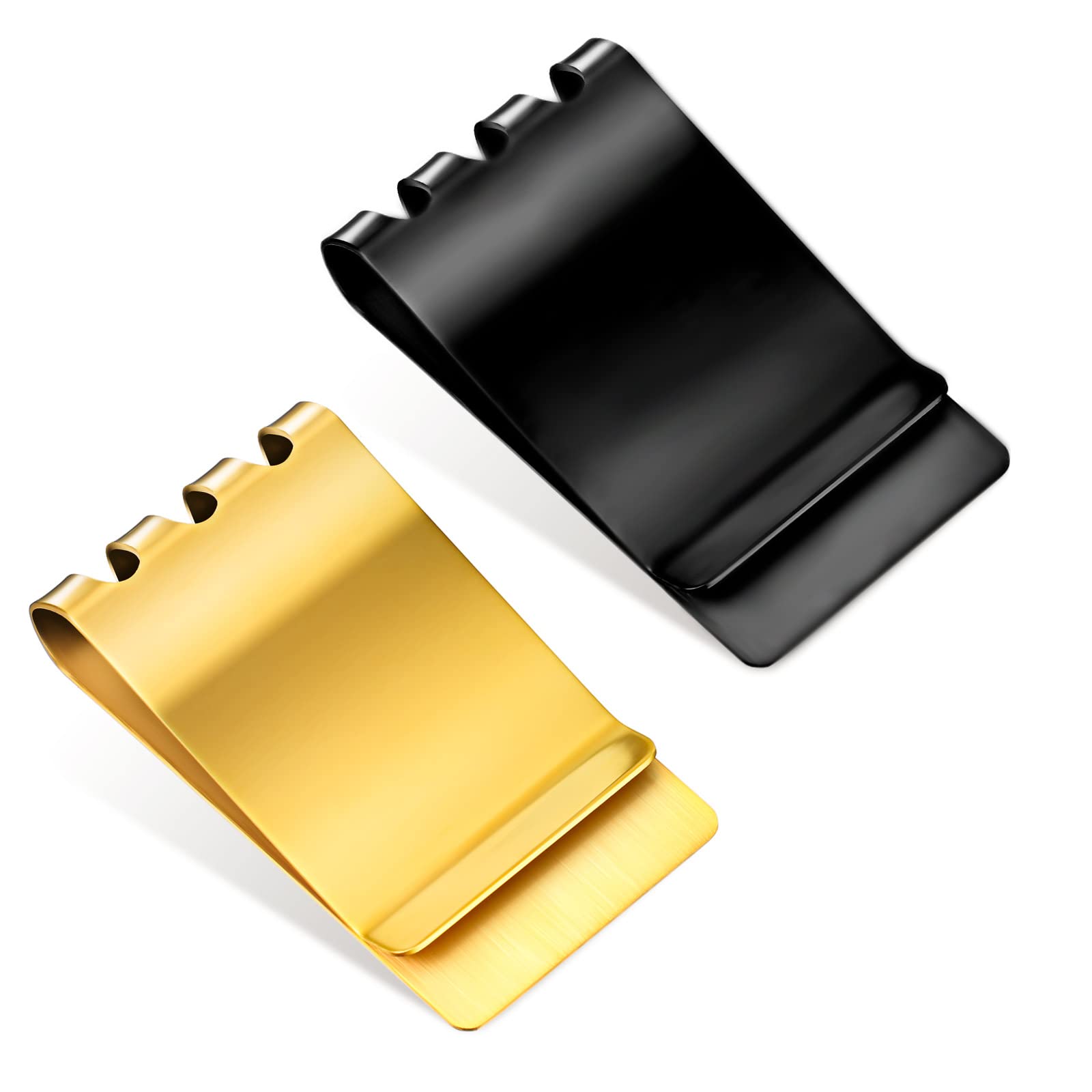 Money Clip Pack of 2 Stainless Iron Cash Clips Gold Metal Clips Soot Black Men's Money Clips Large Capacity Money Holder for Cash Pocket Cash Wallet for Money Credit Card Travel Accessory-image-45