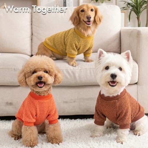 Image of 3 Pack Dog Sweaters for Small Dogs Girl Boy Winter Fleece Clothes Warm Soft Dog Sweatshirt Outfit for Dogs Cats Pet Apparel