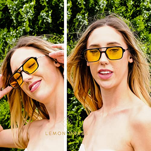LEMON GRASS Womens Acetate Frame Double Bridge Avaitor Sunglasses4