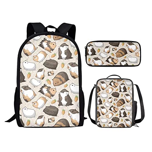 Set di 3 zaini con stampa 3D divertente giraffa per ragazzi e ragazze per la scuola porcellini dIndia Taglia unica Zaini Daypack