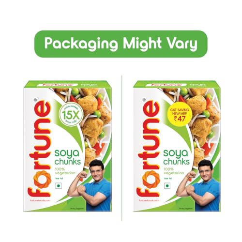 Image of Fortune Soya Chunks, 15x more protein than milk, 200 grams / 200g+25g (Pack of 3)