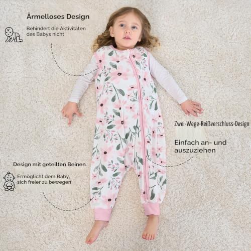 Yoofoss 2er Pack Baby Schlafsack mit Füßen 0.5 Tog 100% Baumwolle Schlafsack Baby mit Beinen Sommer Babyschlafsack für 3-4 Jahre Kinder… – Ansicht 2