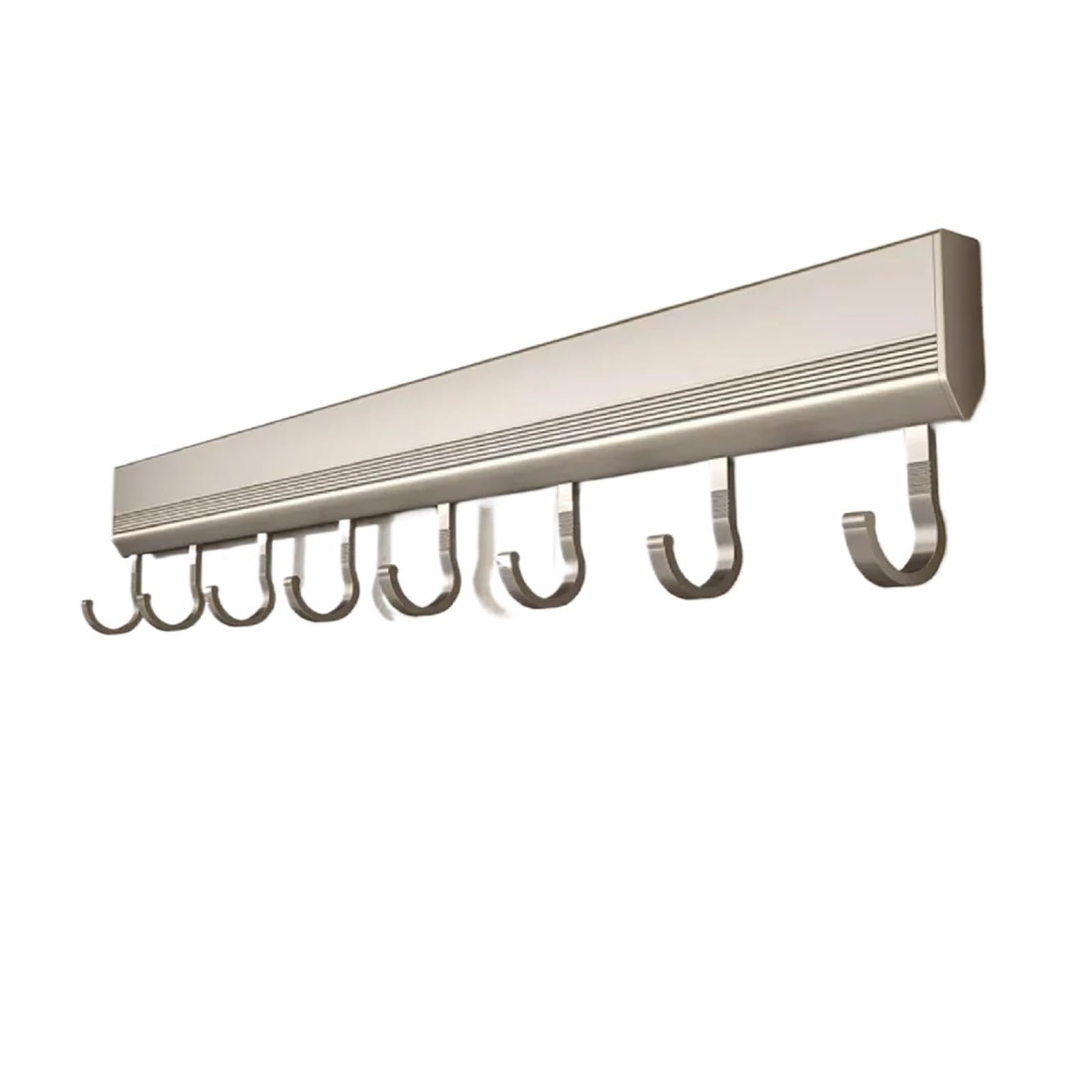 Sparklwleaf Brown Wall-Mounted Kitchen Rails Wall Mounted Kitchen Hook Rack Heavy Duty No-Punching Hangers Rail Utensils Spoon Shovel Chopping Board Storage