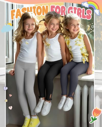 Image of 3 Pack Toddler Girl Cotton Leggings | Baby Girls Cute Stretchy Pants, Soft Bow Knot Leggings, Kids Full Length Tight Pants, 18M-5T Solid Comfortable Leggings