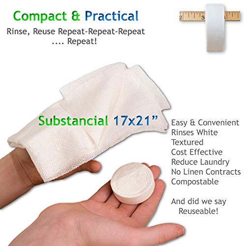 Image of Wysi Compressed Kitchen Bar Mop Towels - Just Add Water Reusable Commercial Cleaning Rags - Super Absorbent Restaurant Towels - Compact - Compostable 17x21, 120 Count (Case of 10 Dozen)
