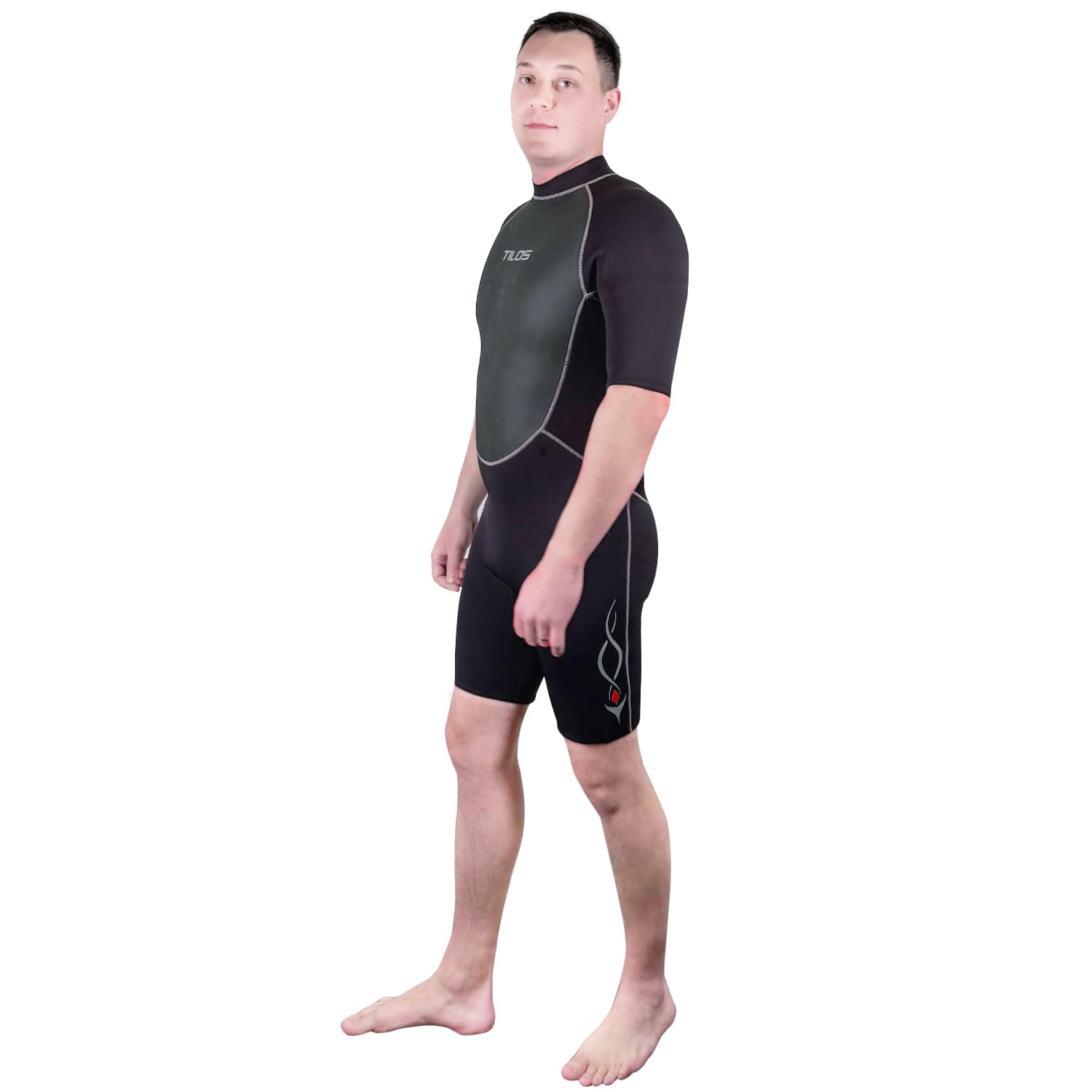 Tilos 2mm Shorty Wetsuit - Unisex Adults' Black Neoprene Diving, Snorkeling Suit, Back Zip, Large