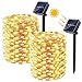 Solar günstig Kaufen-Moxled [2 Stück] Solar Lichterkette Aussen - 2x15M 150 LED Lichterkette Außen Solar Wasserdicht, 8 Modi Kupferdraht Solar Lichterkette für Garten, Terrasse, Balkon, Hof, Hochzeit, Party (Warmweiß)