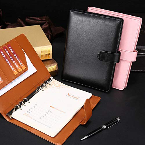 Carnet Rechargeable A5 6 Anneaux – 135 Feuilles + Poches & Séparateurs – Agenda Cuir PU Pour Études, Voyage & Organisation