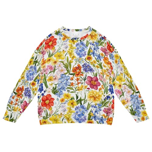 JUNZAN Florals Hyacinths Begonia White Big Girls Hooded Sweatshirt Fleece Hoodie for Boys Party 4T - Main Image