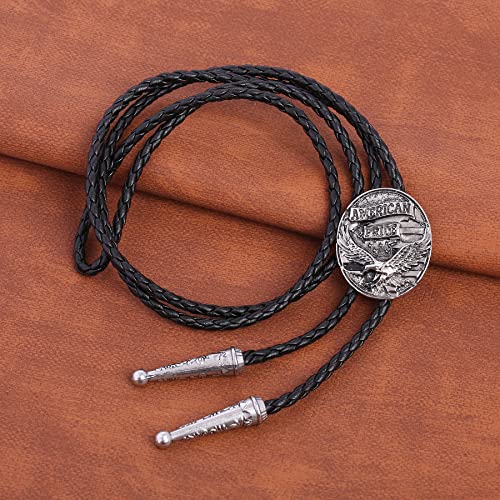 Image of GelConnie Bolo Ties for Men Women Western Cowboy Tie Mens Western Necklace Leather Necktie Gold Bolero Tie Cowboy Necklace