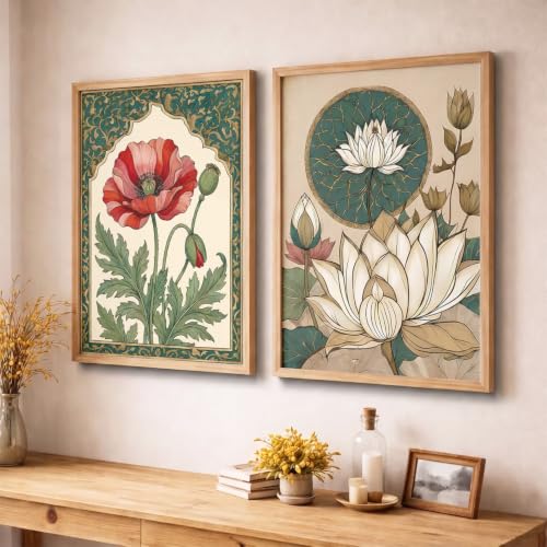 Image of YANVEER Madhubani Art Wall Painting Traditional Home Decoration With Frame For Living Room Bed Room Hotel Wall Decor Digital Reprint (10X13 inch)