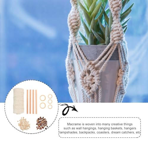 Kit de Macramé Hecho a Mano con Cuentas de Madera para Decoración 8