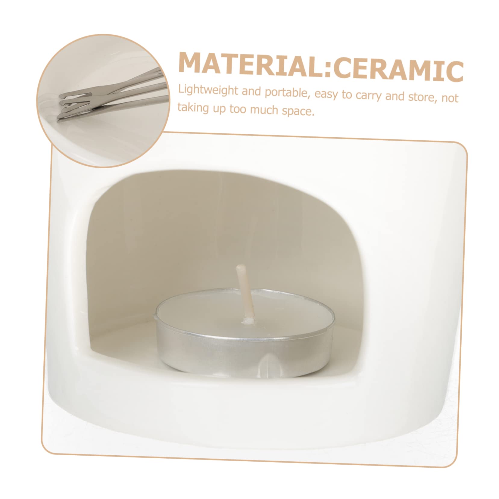 STOBAZA Ceramic Chocolate Melting Furnace for Fondue Pot Cheese Butter Tealight Burner Included