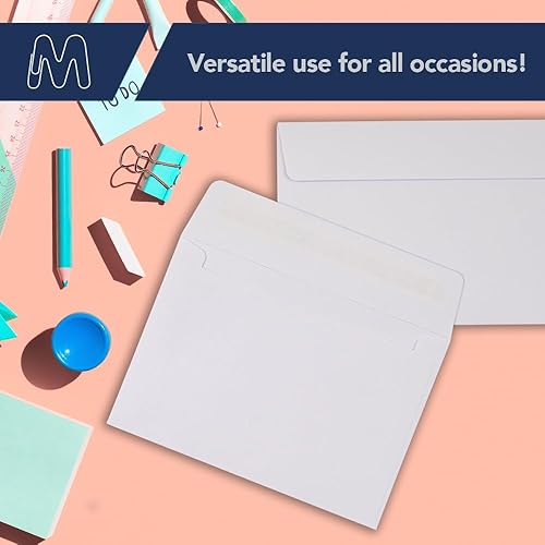 Miniatura 5 de MOS - Sobres de invitación A4 4-14 pulgadas x 6-14 pulgadas de color blanco autosellado (100 unidades) 4.23 ozm32 libras resistente para tarjetas