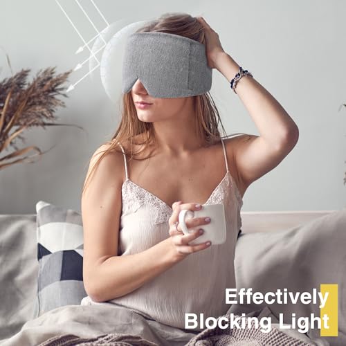 FRESHME Weighted Eye Mask for Sleeping - Gray Blackout (0.7lb/11oz) Cotton Heavy Weighted Eye Pillow for Men Women, Oversize Large Soft Sleep Face Eyes Cover with Nose Pad for Sidesleeper - Image 8