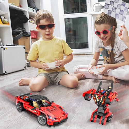 Image of HSANHE Remote Control Racing Car Building Kit, Compatible with Lego STEM Toys for Kids 2 in 1 Model Car Kit 425 PCS, Gifts Toys for Age 6-12 Years Old Kids Boys
