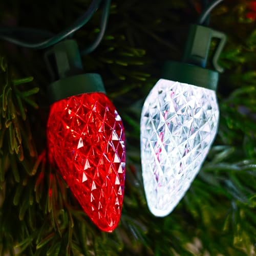 HAYATA Guirnalda de luces LED de 50 luces rojo y blanco miniatura 4