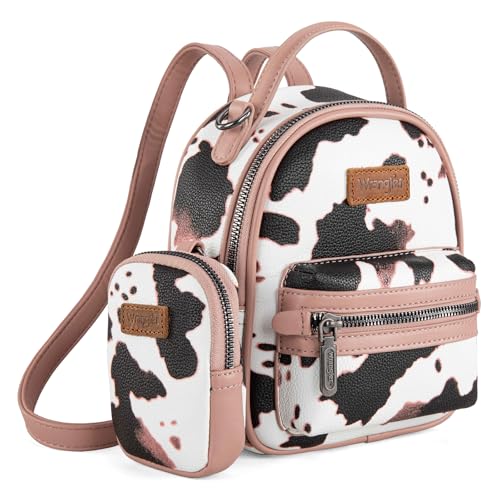 Image of Montana West Wrangler Mini Backpack Cute Cow Print Backpack Purse for Girls and Women, Pink WG133-8600PK