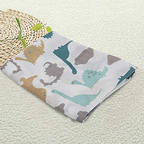 Image of Kassy Pop Printed 6 Layer Bamboo Muslin Blanket Cum Swaddling Towel for Baby, Toddlers | 70% Bamboo, 30% Cotton | AC Quilt, Multi-Purpose Blanket | 110cm x 110cm (Dino Print)