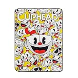 Cuphead Expressions Fleece Throw Blanket | Soft Cover for Sofa, Bed | 45 x 60 Inches