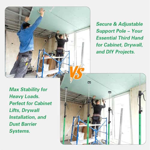 Cabinet Jacks for Installing Cabinets, Heavy Duty Adjustable Third Hand Furniture Jack Rod Celling Extend 49.2\" - 114.2\" inche 154lbs for Dust Barrier Poles, Drywall Lift Jack & Zip Wall, 4-Pack - Thumbnail 2