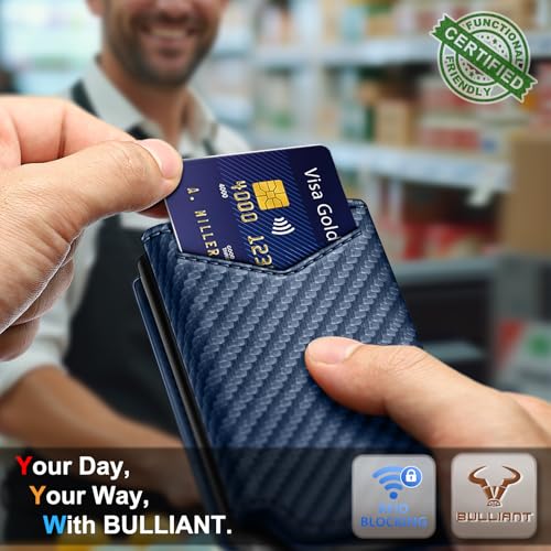 Image of BULLIANT Men Wallet Leather Wallet Card Holders Money Clip for Men 10Cards-Magnetic Flip on Metal Case
