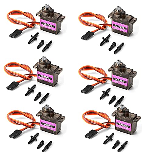 ICQUANZX 6PCS MG90S Micro Servo 9G Servo Motor Metal Geared Micro Servo Motor 9G Smart Robot Car Helicopter Plane Boat