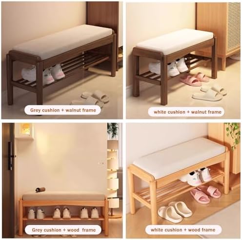 Benches Garden Bench Outdoor Patio Seating Backless Park Chair Lawn Path Slatted Seats,Entryway Bench Shoe Shelf with Seat Cushion，Entryway sit Down Bench with Shoe Storage，Farmhouse Shoe St