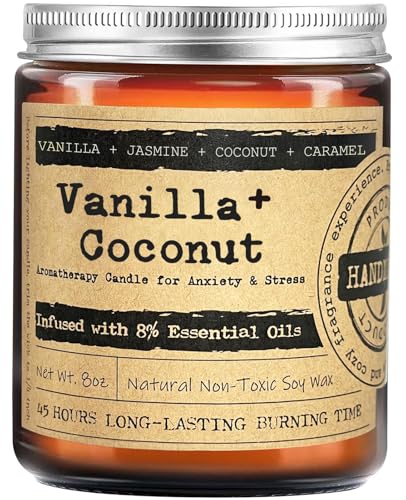 Coconut Vanilla Candles for Home Scented - 45h Aromatherapy Candles for Relaxation Stress Relief Soothing Anxiety, Holiday Candles for Women Bath Relaxing Yoga Meditation Spa Healing and Calming Gifts