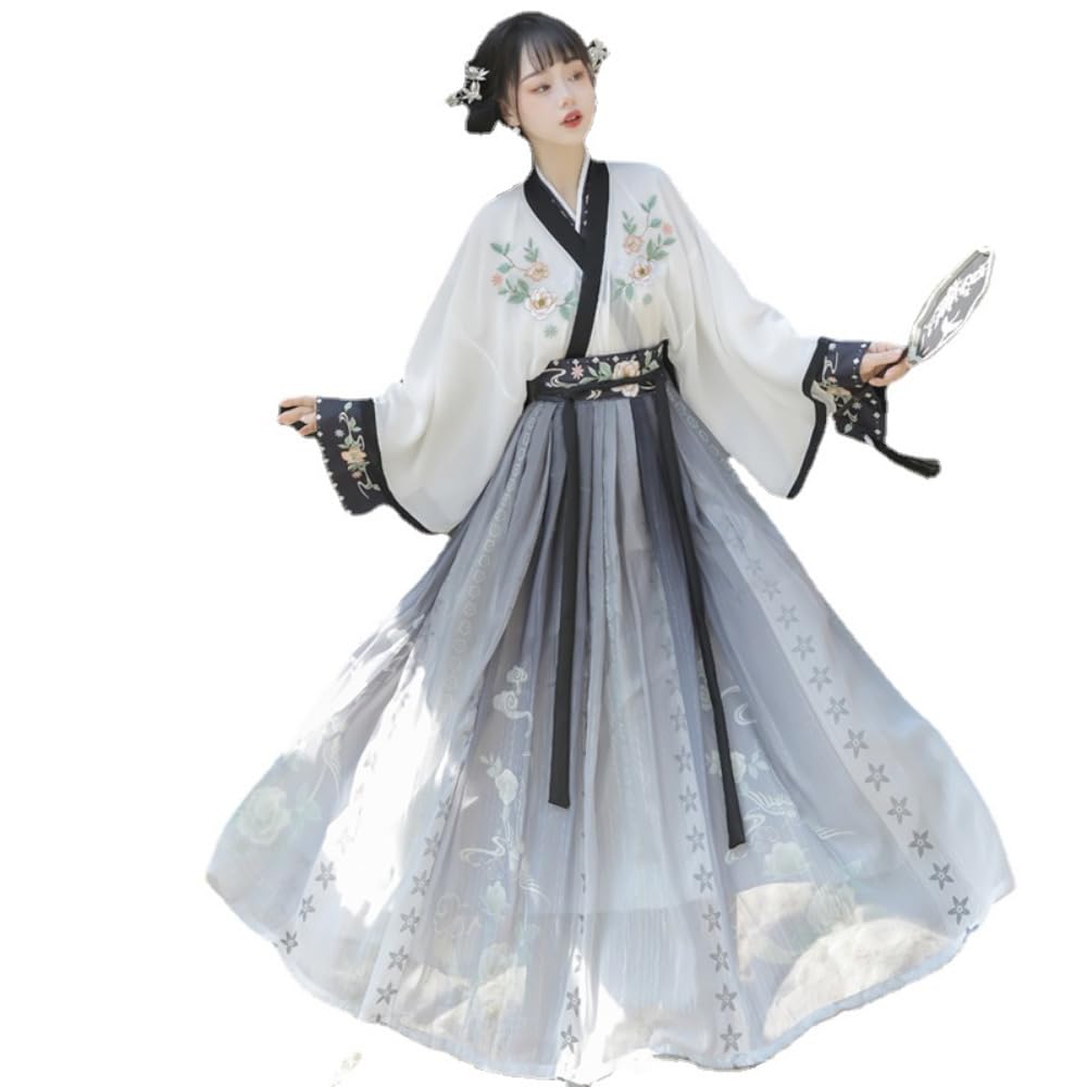 Chiński tradycyjny kostium Hanfu Dress, chińska od Han Elemental Starożytny styl Odzież damska Hanfu Haftowana spódnica Ru w stylu chińskim(Green,X Large)
