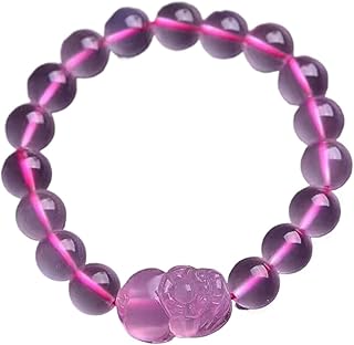 Pulsera Feng Shui, pulsera de riqueza Feng Shui for mujer, pulsera de cuarzo rosa Pixiu, pulsera de cuentas elástica que atrae la riqueza, talismán for la prosperidad, el dinero y la buena suerte, 8 m